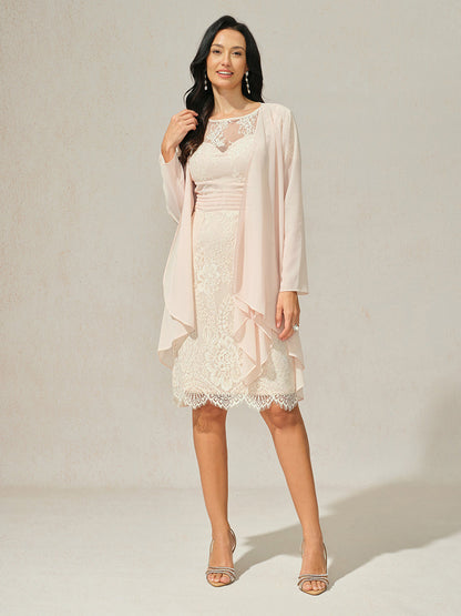 Lace Trim Chiffon Dress