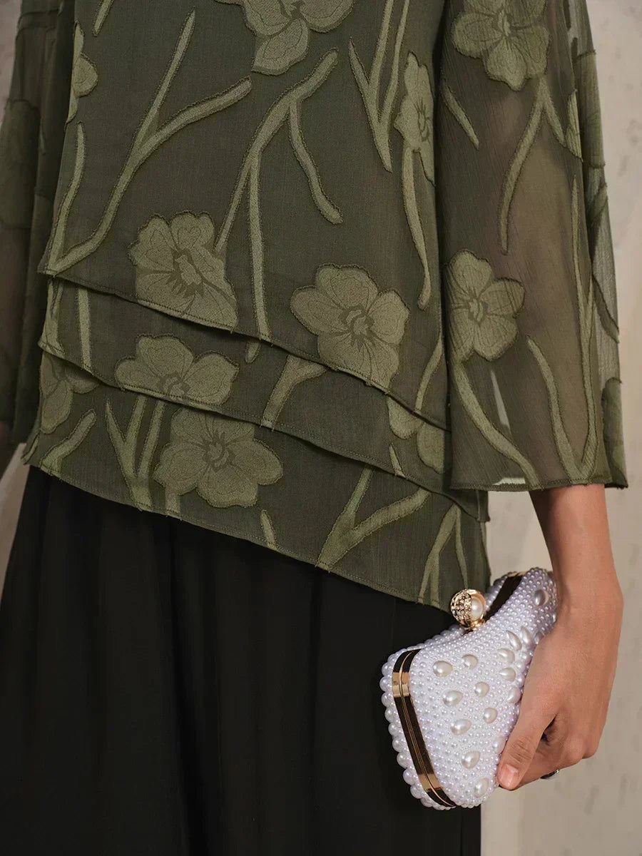 Blusa a strati in chiffon floreale