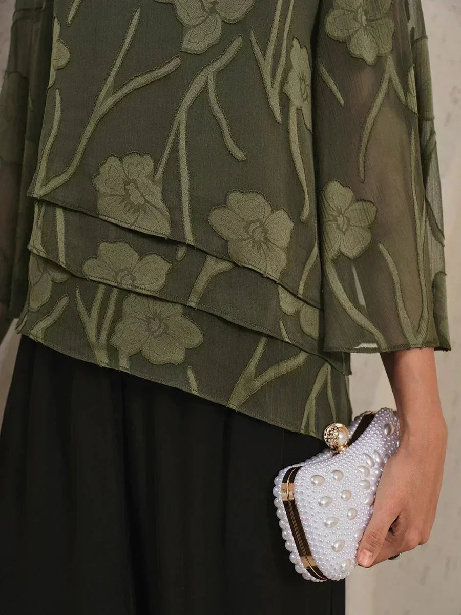 Chiffon Bloemenlaagjes Blouse