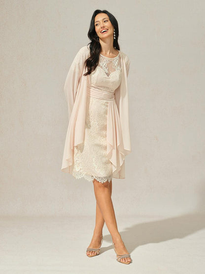 Lace Trim Chiffon Dress