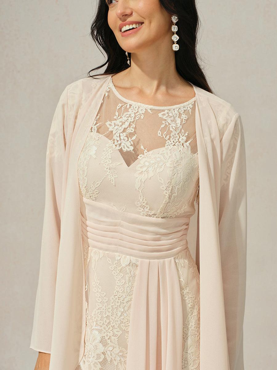 Lace Trim Chiffon Dress
