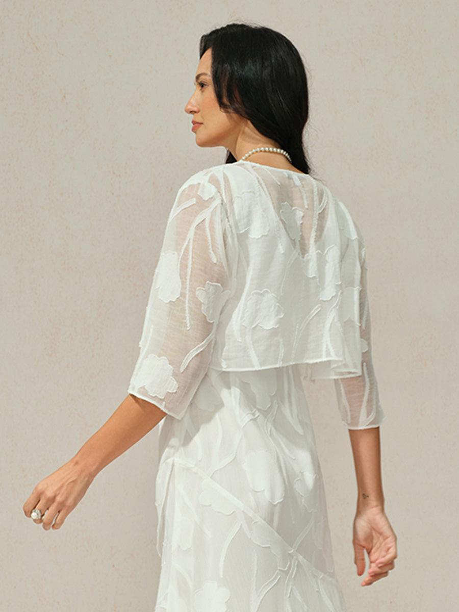 Floral Sheer Chiffon 3/4 Sleeve Cardigan