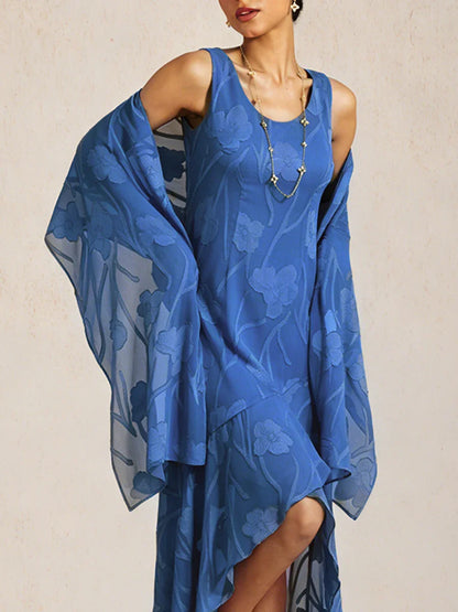 Sheer Floral Chiffon Shawl
