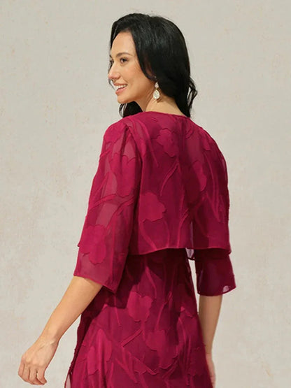 Floral Sheer Chiffon 3/4 Sleeve Shrug