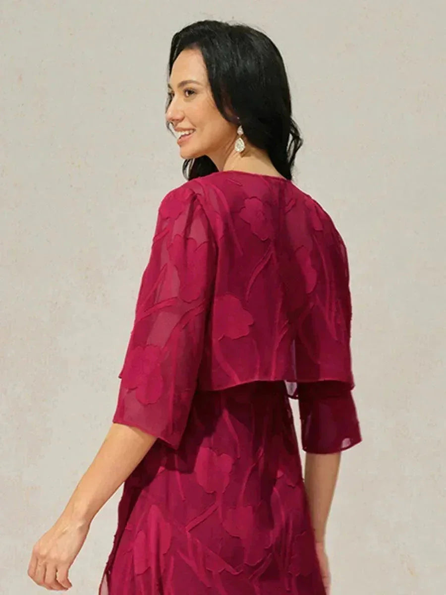 Bloemen-Doorschijnende Chiffon Shrug met 3/4-Mouwen