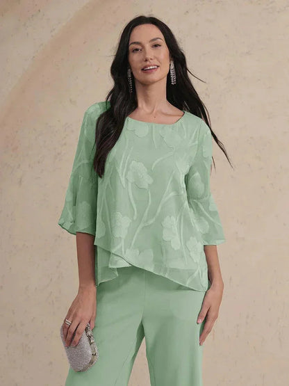 Elegante chiffon blouse met asymmetrische zoom