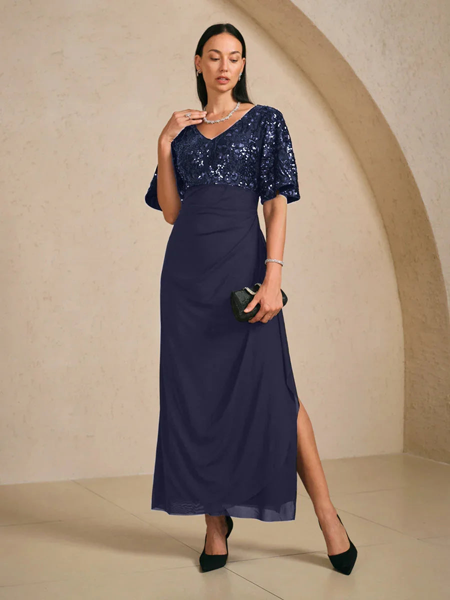 Black Mother Of The Groom Dress Sequin Empire Waist Gown Evening Dress Formal Wedding Guest Cocktail Party Summer Elegant Over 50, Navy Blue / S Black Mother Of The Groom Dress Sequin Empire Waist Gown Evening Dress Formal Wedding Guest Cocktail Party Summer Elegant Over 50, Navy Blue / S