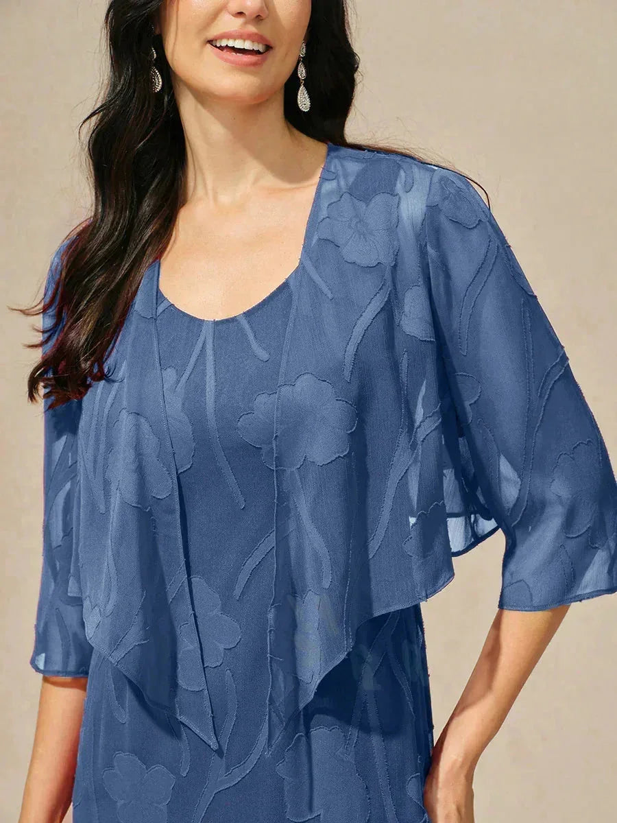 Bloemen-Doorschijnende Chiffon Shrug met 3/4-Mouwen