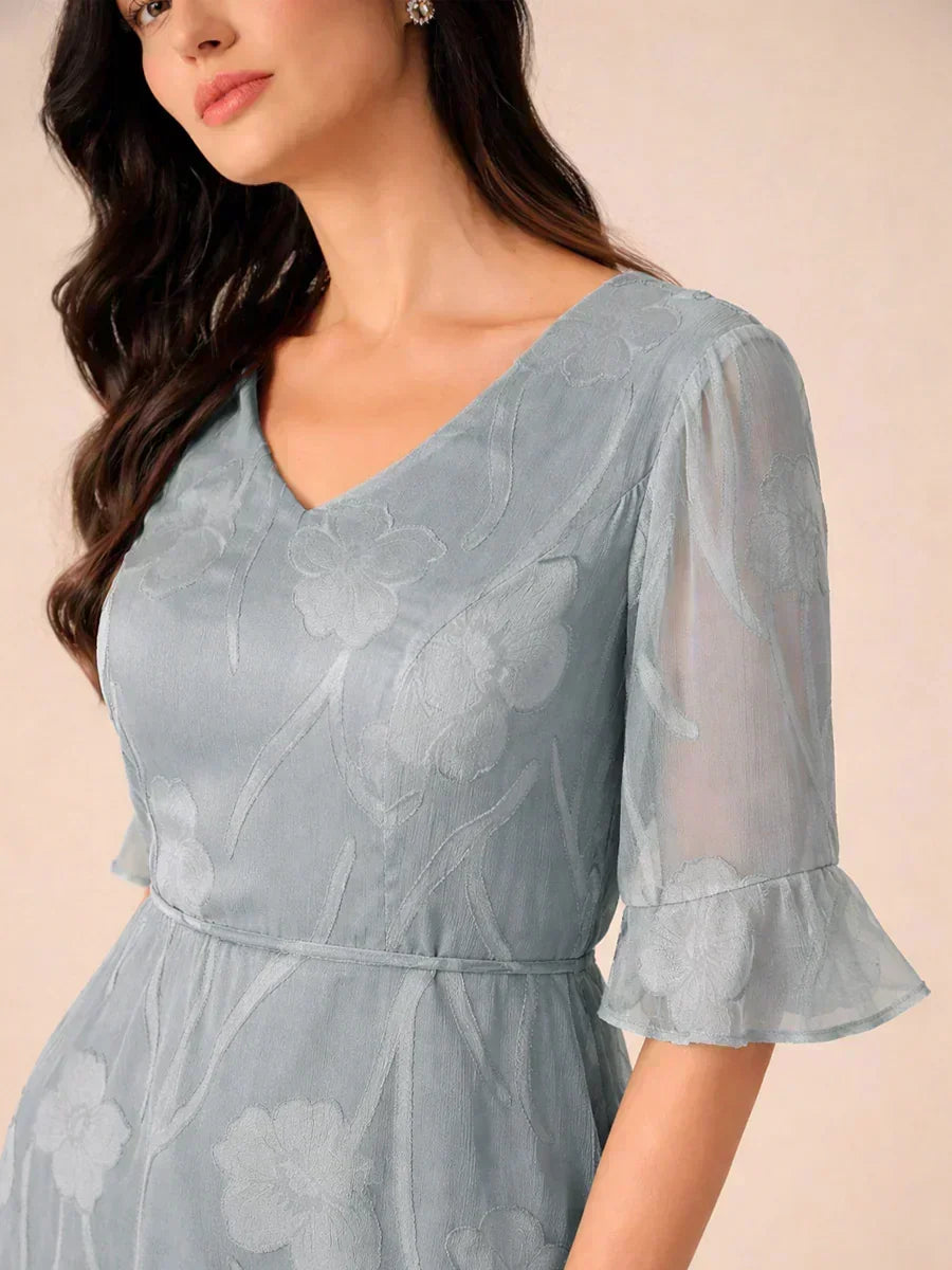 Ruffle Flutter Lace Maxi Dress