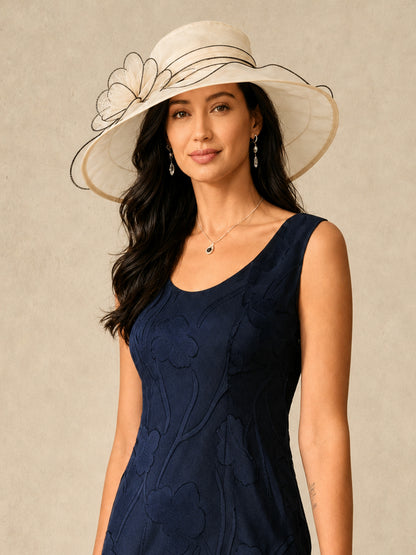 Organza Floral Wide Brim Fascinator Hat