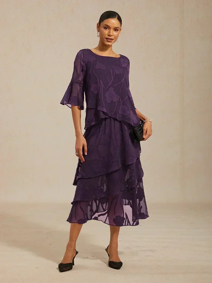 Dressy Chiffon Asymmetric Hem Blouse