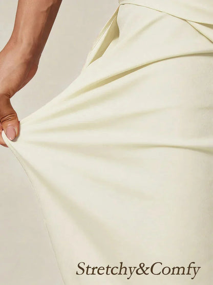 Cropped Length Straight Leg Pant With Chiffon Split Leg Overlay