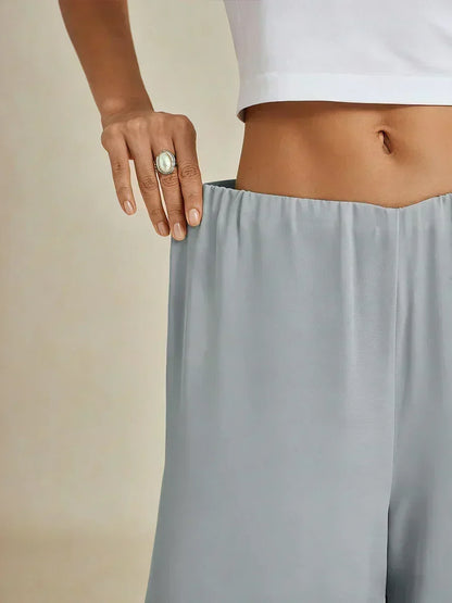 Straight Leg Pant With Chiffon Split Leg Overlay