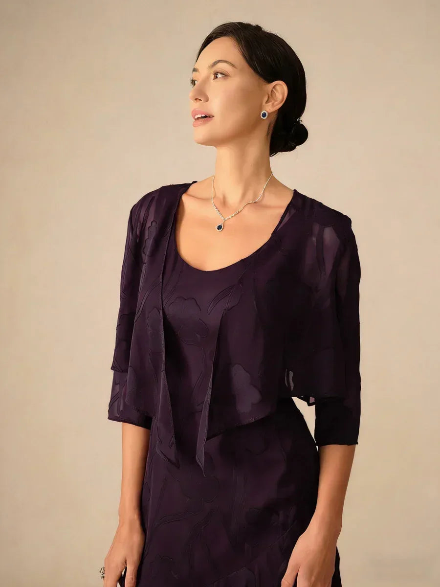 Floral Sheer Chiffon 3/4 Sleeve Shrug