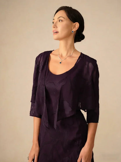 Floral Sheer Chiffon 3/4 Sleeve Shrug