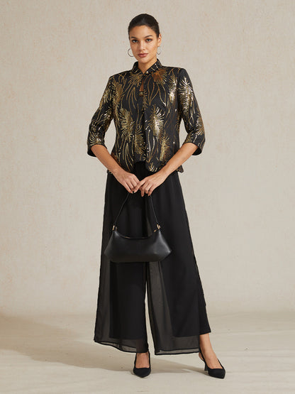 Mandarin Collar Sequin Twinset