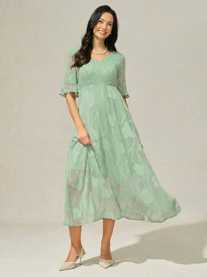 Ruffle Flutter Lace Maxi Dress