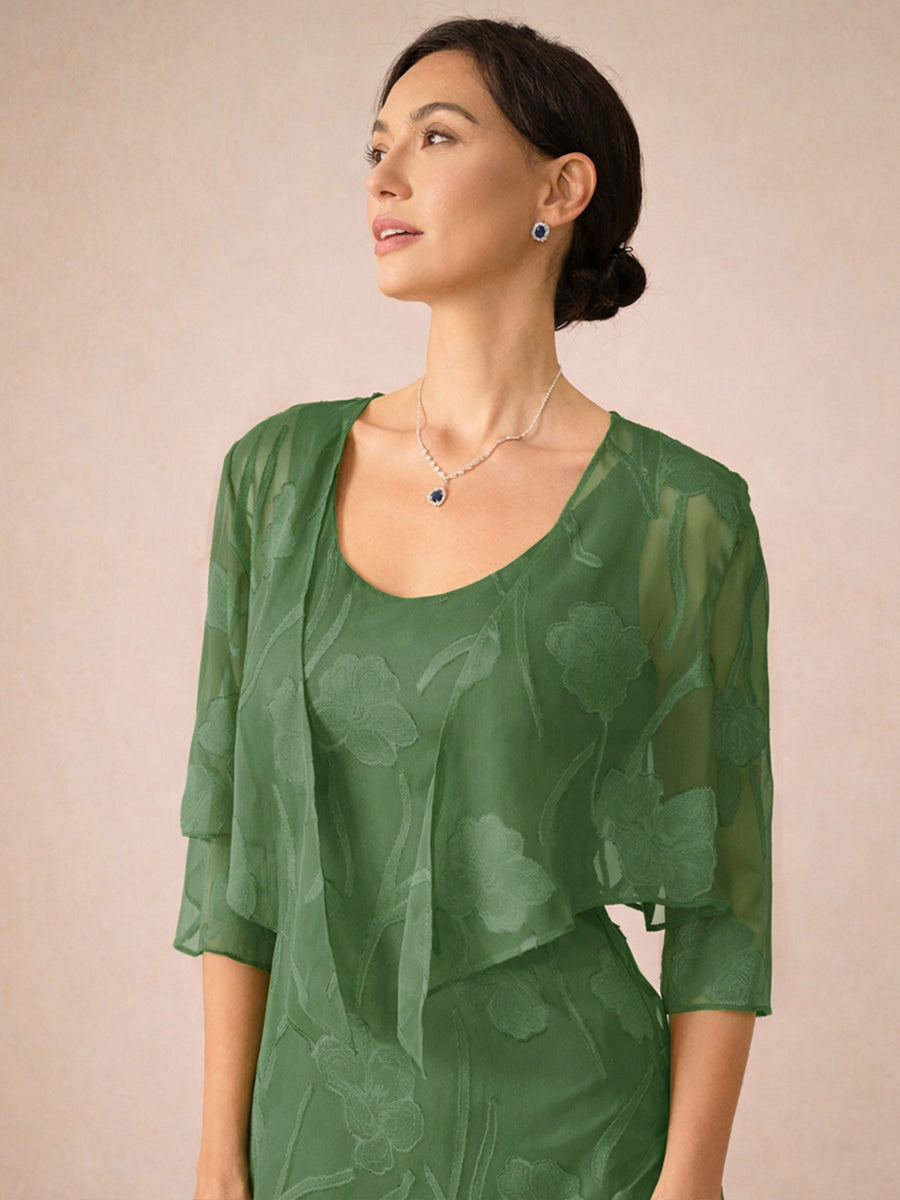 Cardigan floreale in chiffon trasparente con maniche 3/4