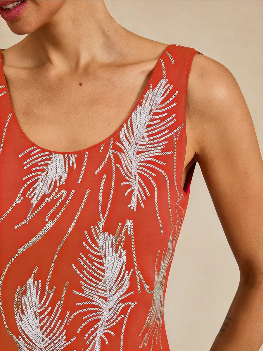 Elegant Mandarin Collar Sequin Twinset