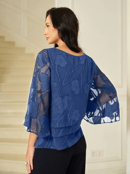Chiffon Bloemenlaagjes Blouse