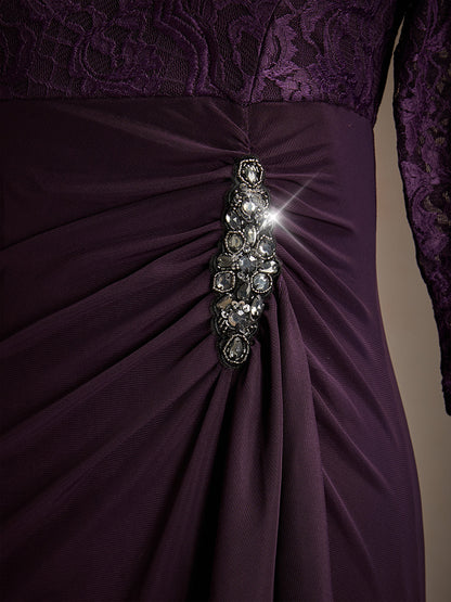 Lace A-Line Empire Waist Dress with Beaded Detail
