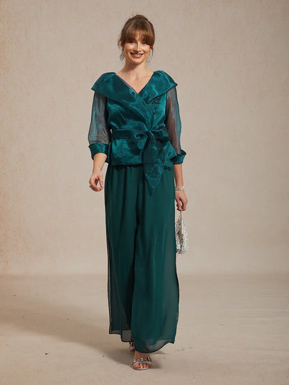 Elegante Bluse aus transparentem Organza mit Kragen und Bindeband