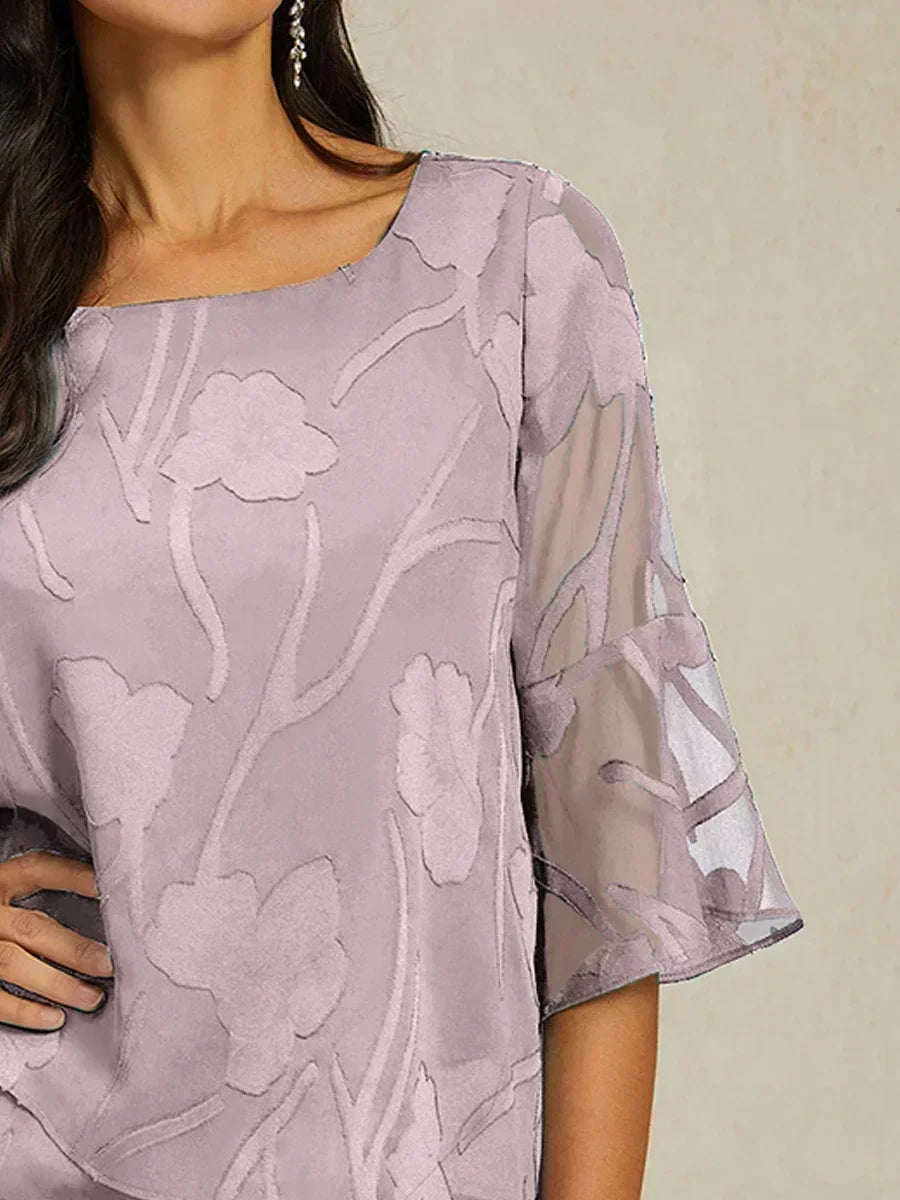 Dressy Chiffon Asymmetric Hem Blouse