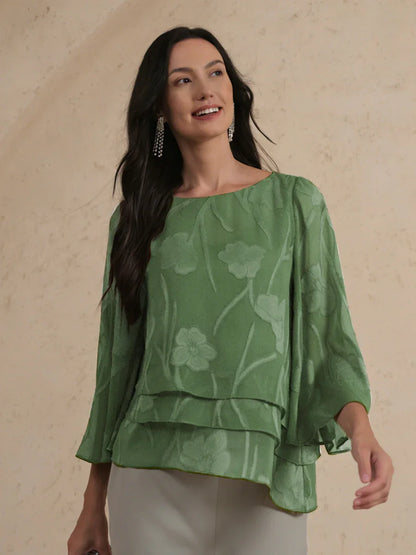 Gelaagde Chiffonblouse met Bloemenprint