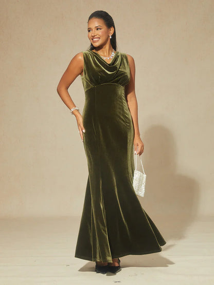 High-Stretch Velvet Sleeveless Maxi Dress