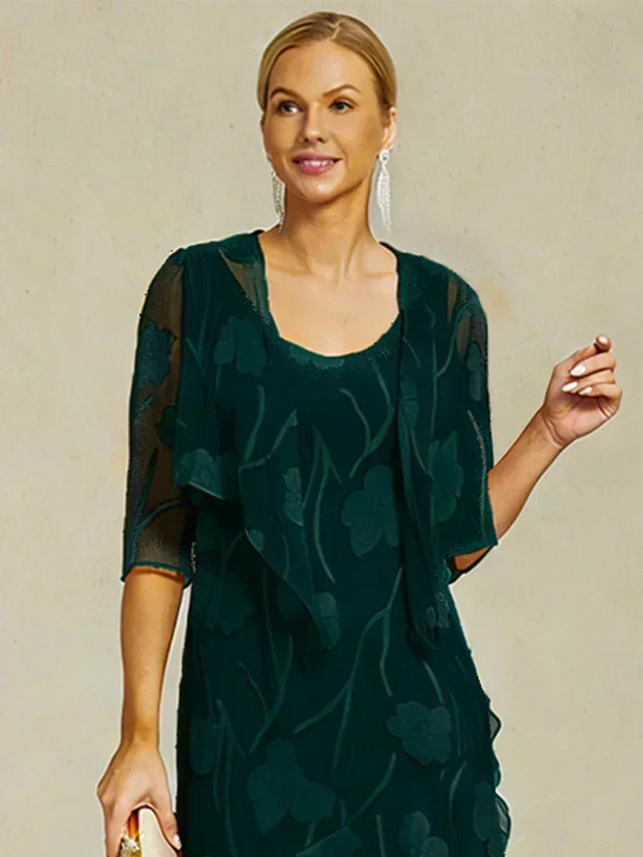 Floral Sheer Chiffon 3/4 Sleeve Shrug