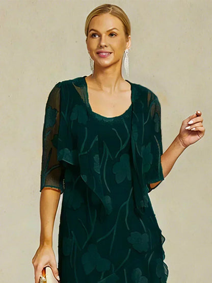 Floral Sheer Chiffon 3/4 Sleeve Shrug