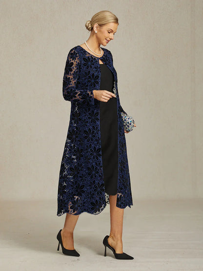 Floral Embroidered Velvet Long Jacket with Scallop Detail