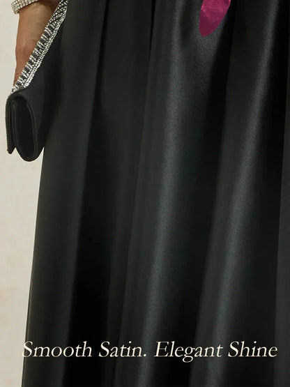 Formelles Ballkleid aus Satin in A-Linie mit Taschen