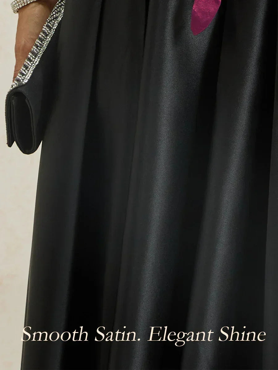 Gonna a ruota formale in satin con tasche