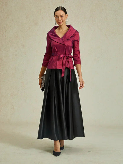 Gonna a ruota formale in satin con tasche