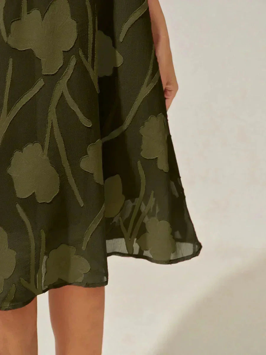 Floral Sheer Chiffon Knee-Length A Line Dress