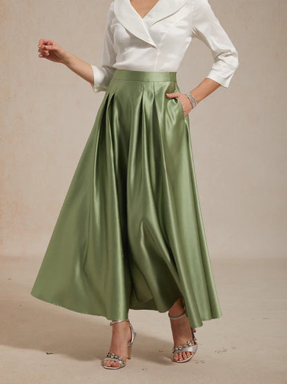 Formelles Ballkleid aus Satin in A-Linie mit Taschen