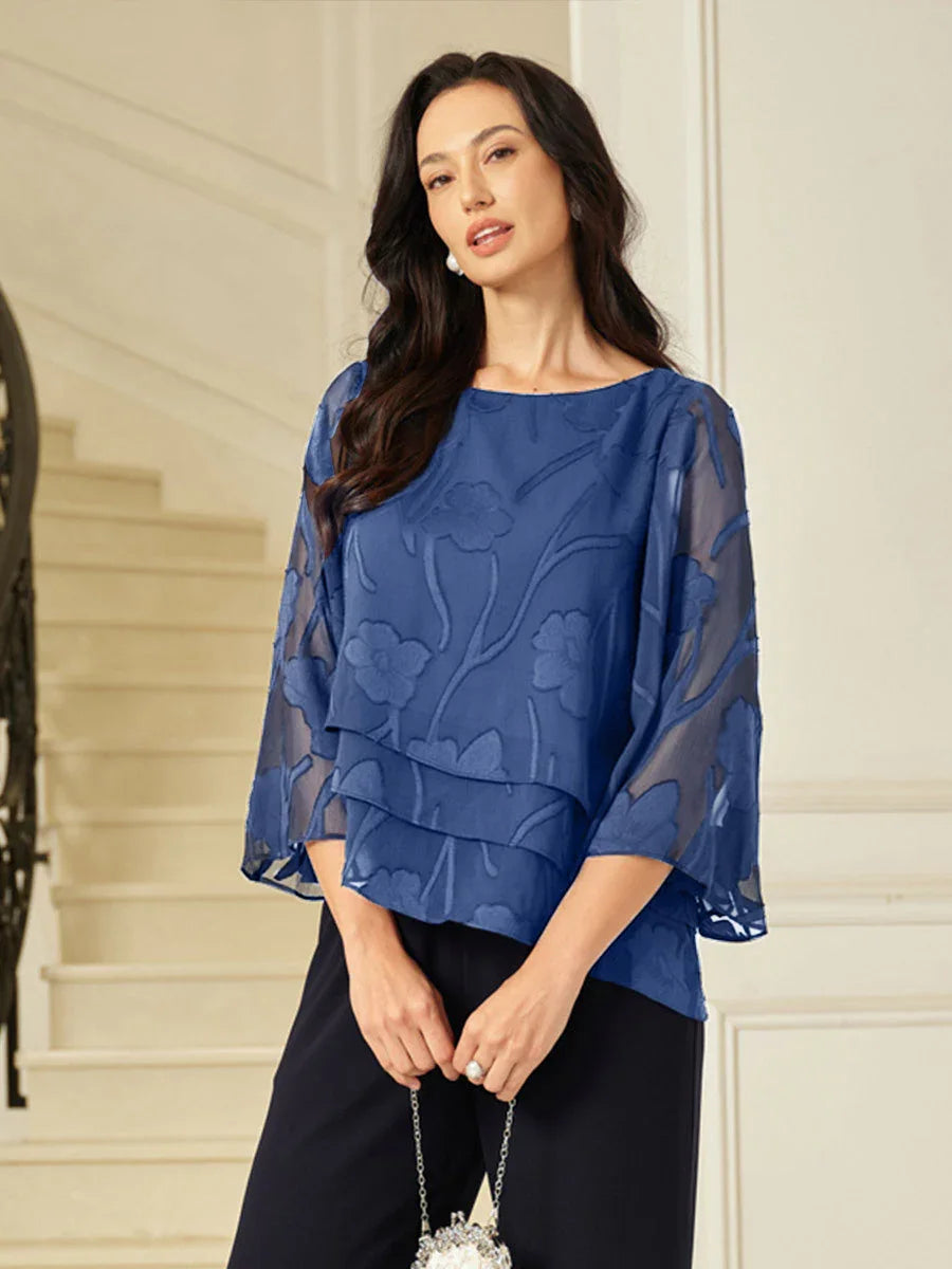 Blusa de Capas Floral de Chifón