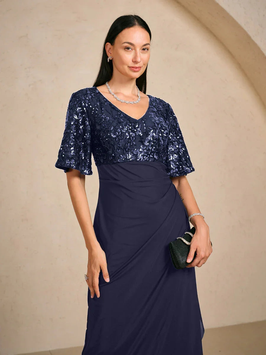 Black Mother Of The Groom Dress Sequin Empire Waist Gown Evening Dress Formal Wedding Guest Cocktail Party Summer Elegant Over 50, Navy Blue / S Black Mother Of The Groom Dress Sequin Empire Waist Gown Evening Dress Formal Wedding Guest Cocktail Party Summer Elegant Over 50, Navy Blue / S
