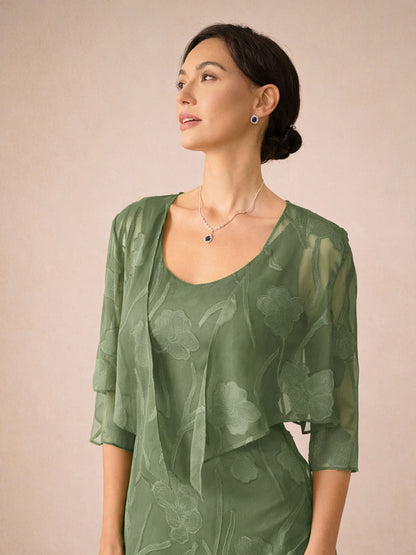 Bloemige Doorschijnende Chiffon 3/4-Mouw Bolero