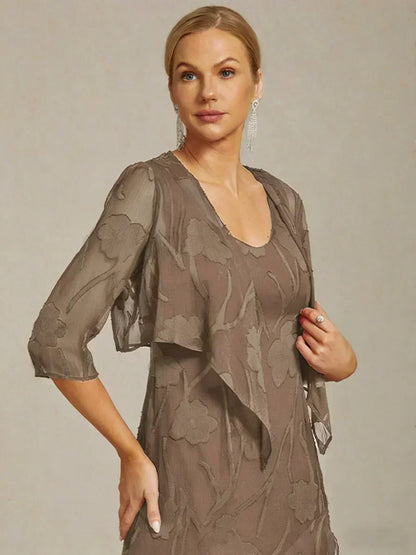 Floral Sheer Chiffon 3/4 Sleeve Shrug