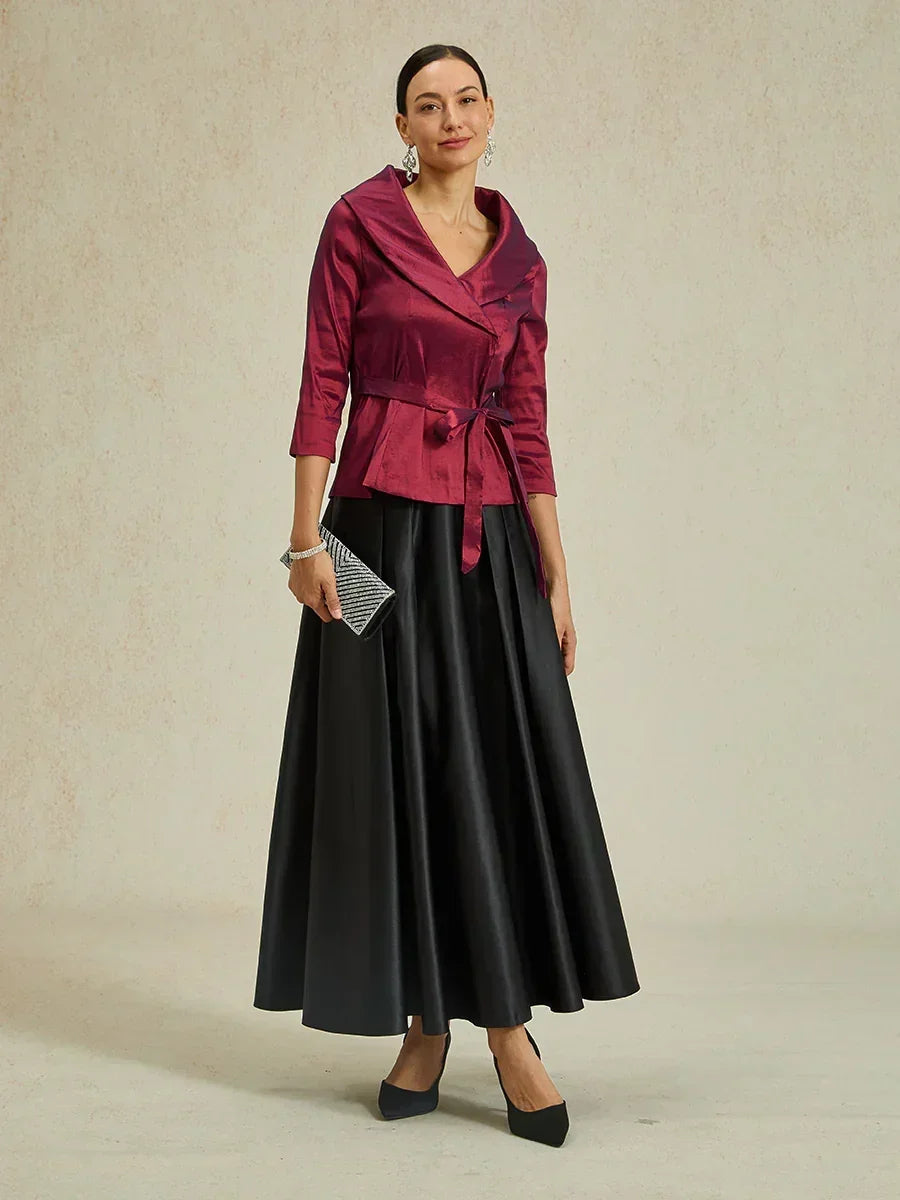 Gonna a ruota formale in satin con tasche