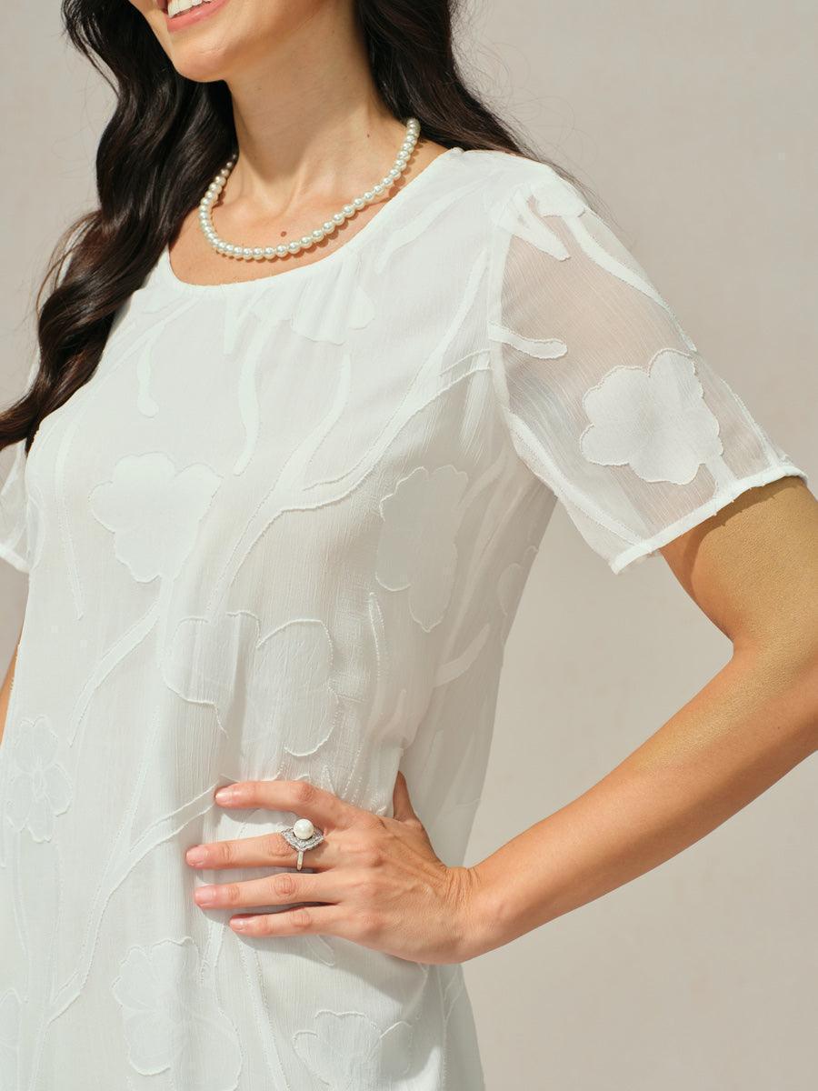 Floral Sheer Chiffon Knee-Length A Line Dress