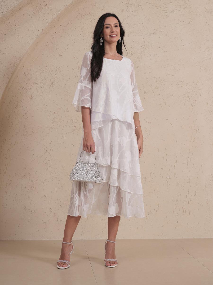 Dressy Chiffon Asymmetric Hem Blouse