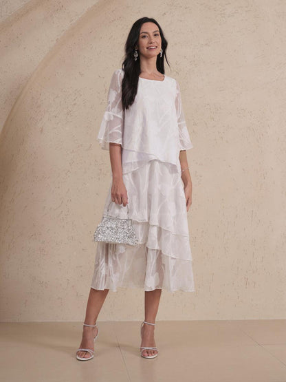 Dressy Chiffon Asymmetric Hem Blouse