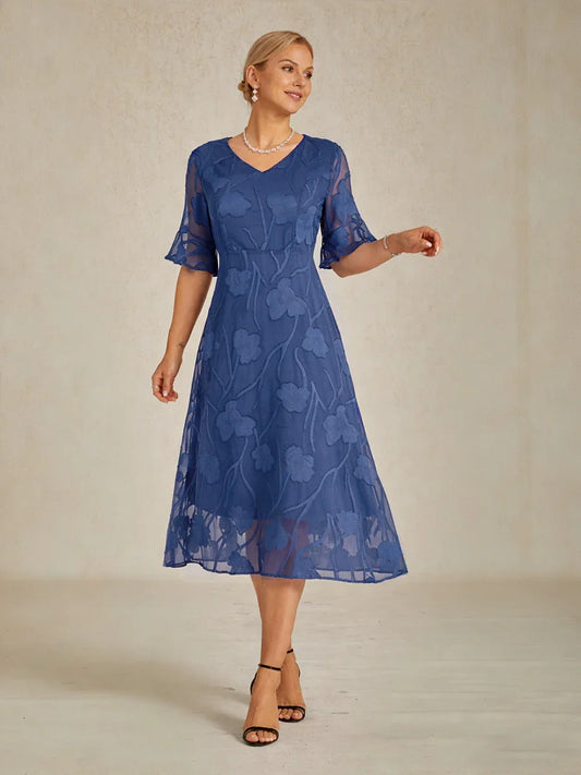 Robe Maxi En Dentelle À Volants et Manches Volantées