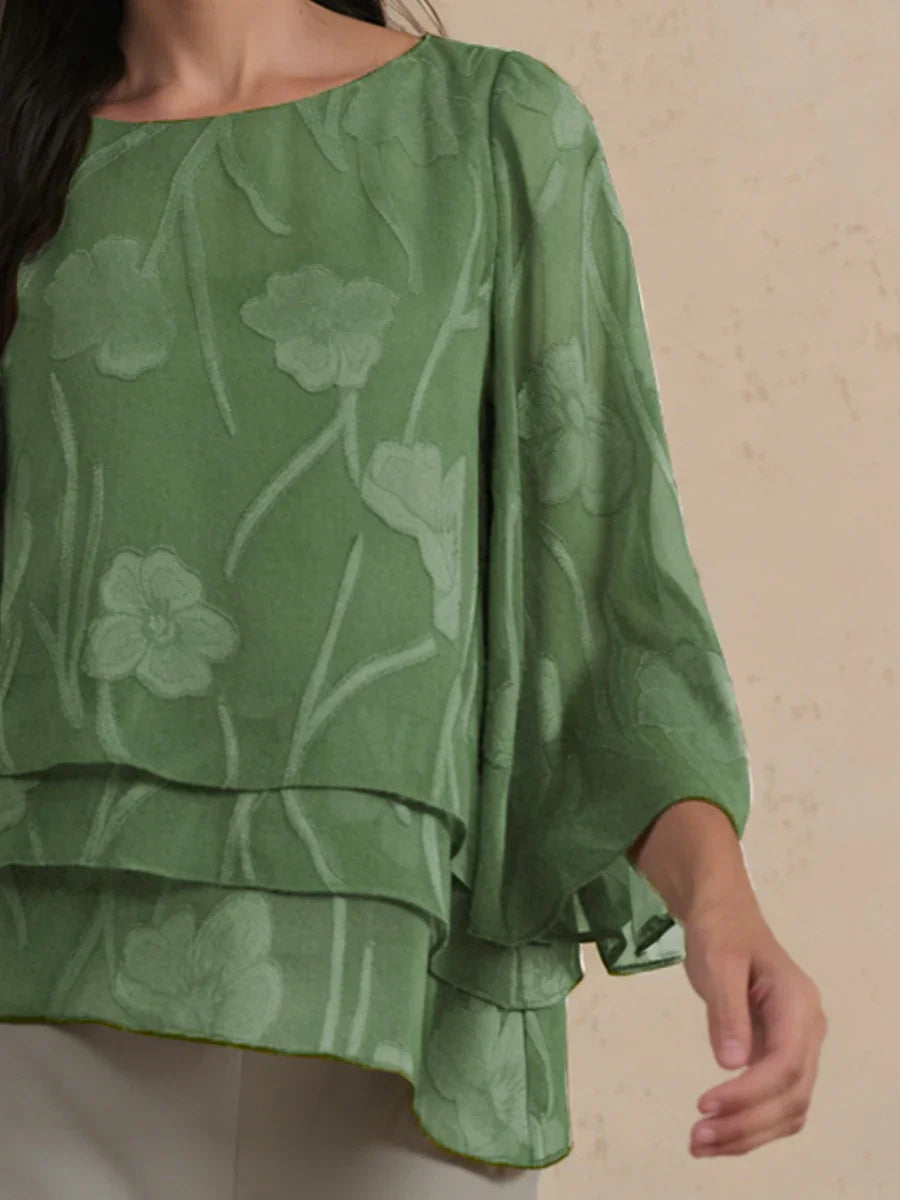 Gelaagde Chiffonblouse met Bloemenprint