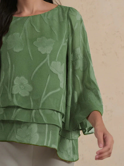Gelaagde Chiffonblouse met Bloemenprint