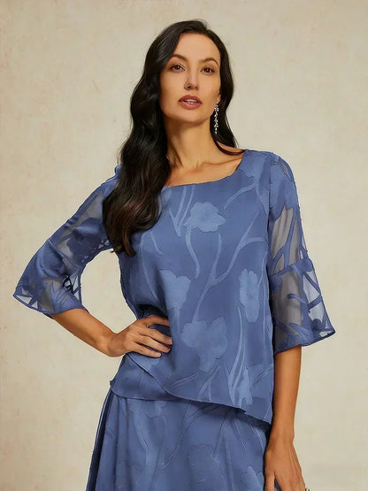 Dressy Chiffon Asymmetric Hem Blouse