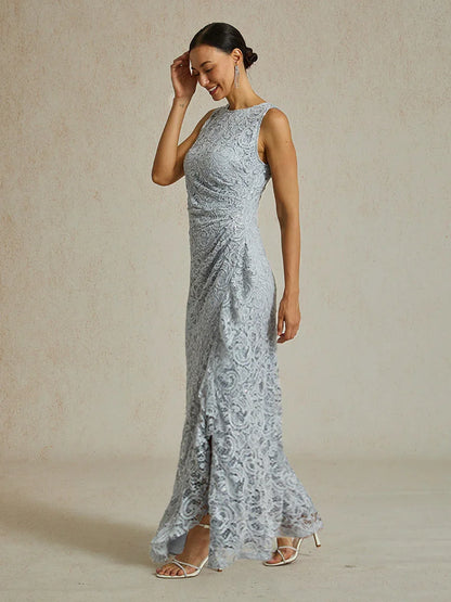 Lace Sequin Maxi Dress with Ruffle Detail